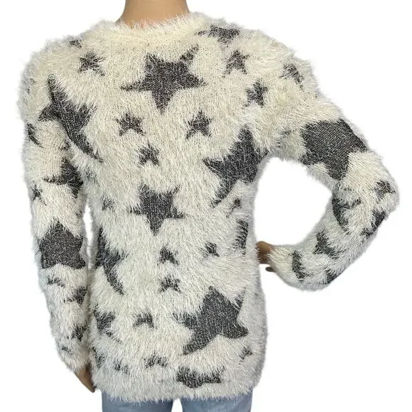 2/$15 Yoki Eyelash Star Furry Sweater Ivory Plush Size S - Picture 5 of 13